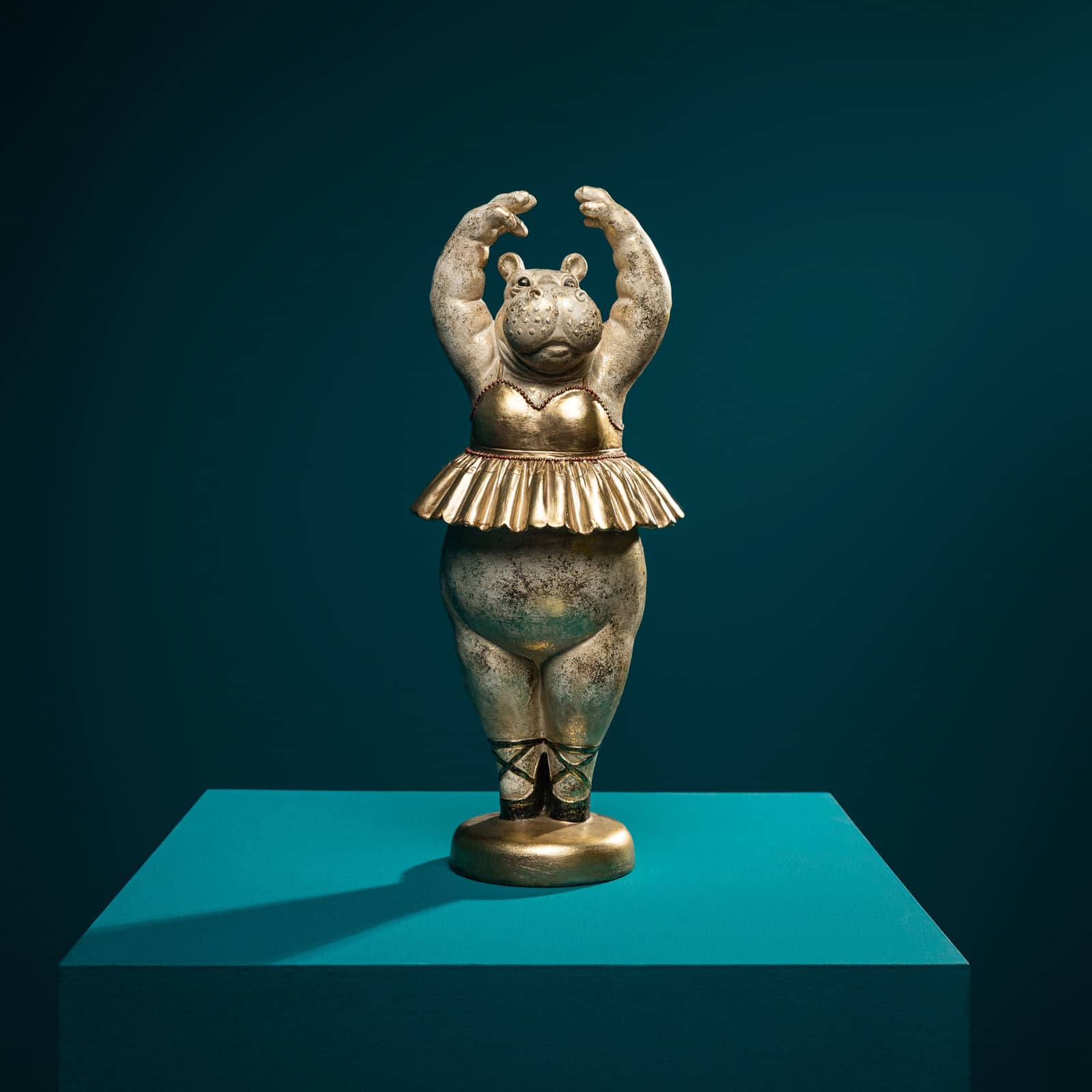 Deko Figur Nilpferd, Hippo Ballerina, Polyresin, 18,5x18x46,5 cm