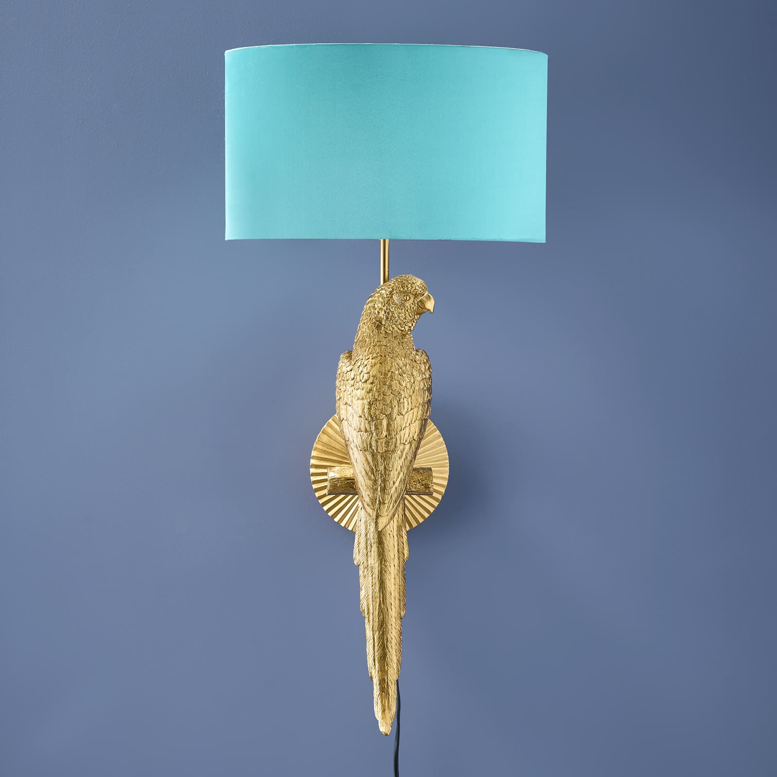 Wandlamp Papegaai Percy rechts, goud-turquoise