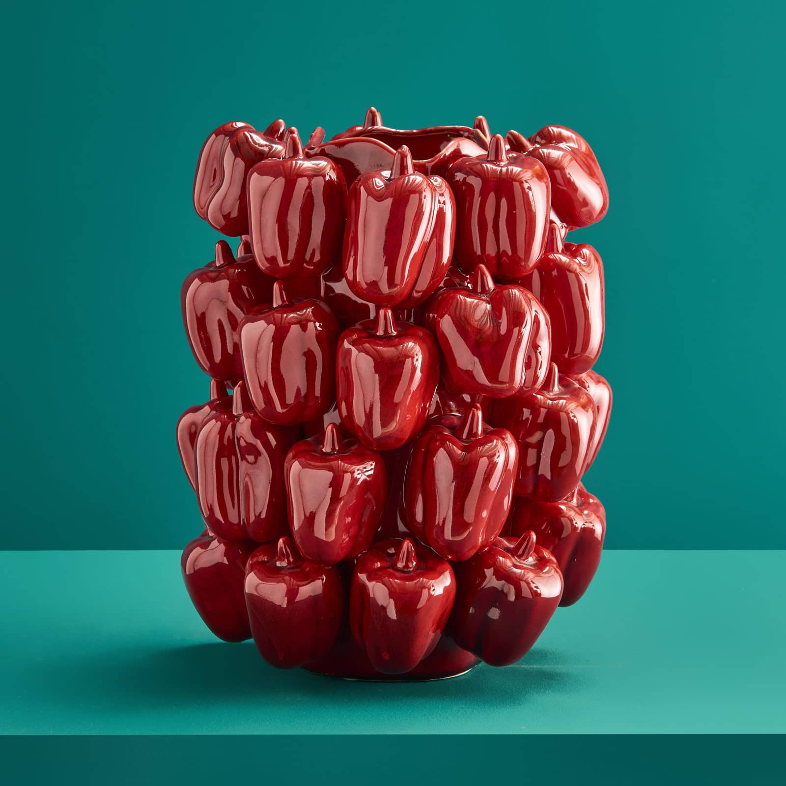  Vase Paprika Red Pepper, rot, handgefertigt