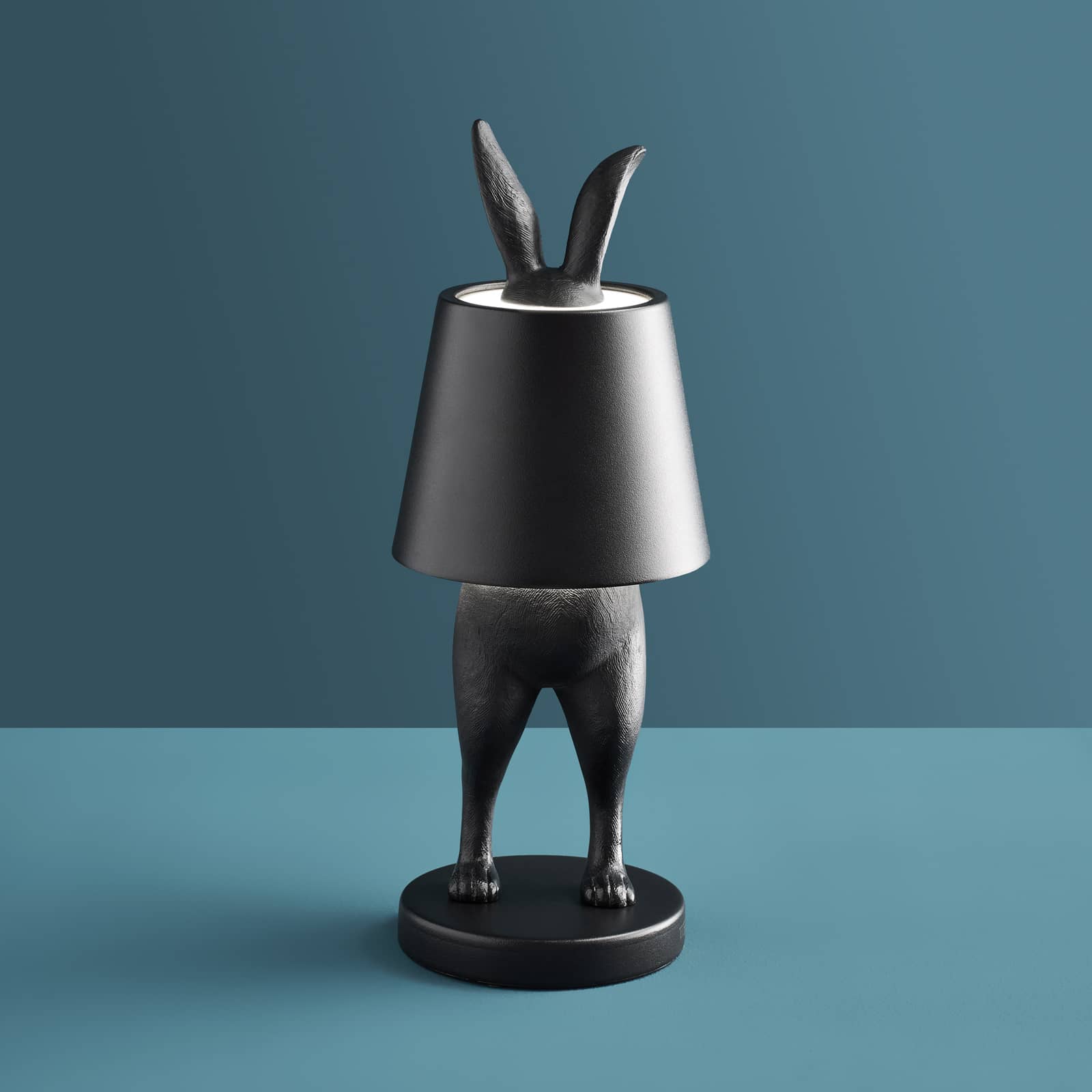 Lampa Stołowa Królik LED Hiding Rabbit, matowa czerń