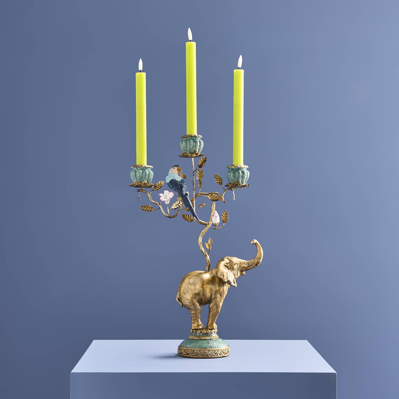 Candelabro Elefante, Pintado a Mano 