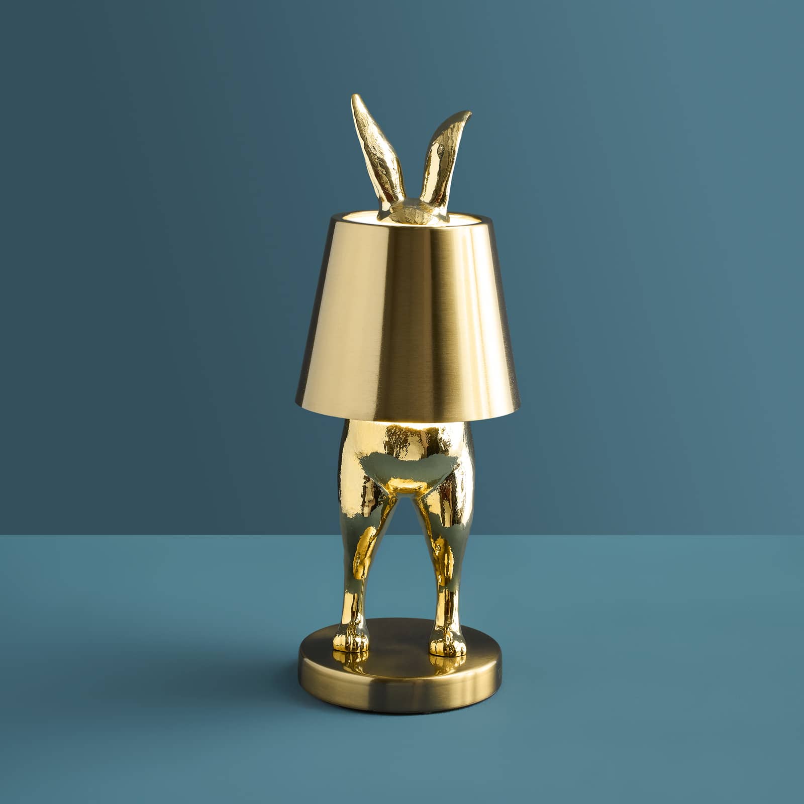 Table Lamp Rabbit LED Hiding Rabbit, glossy gold