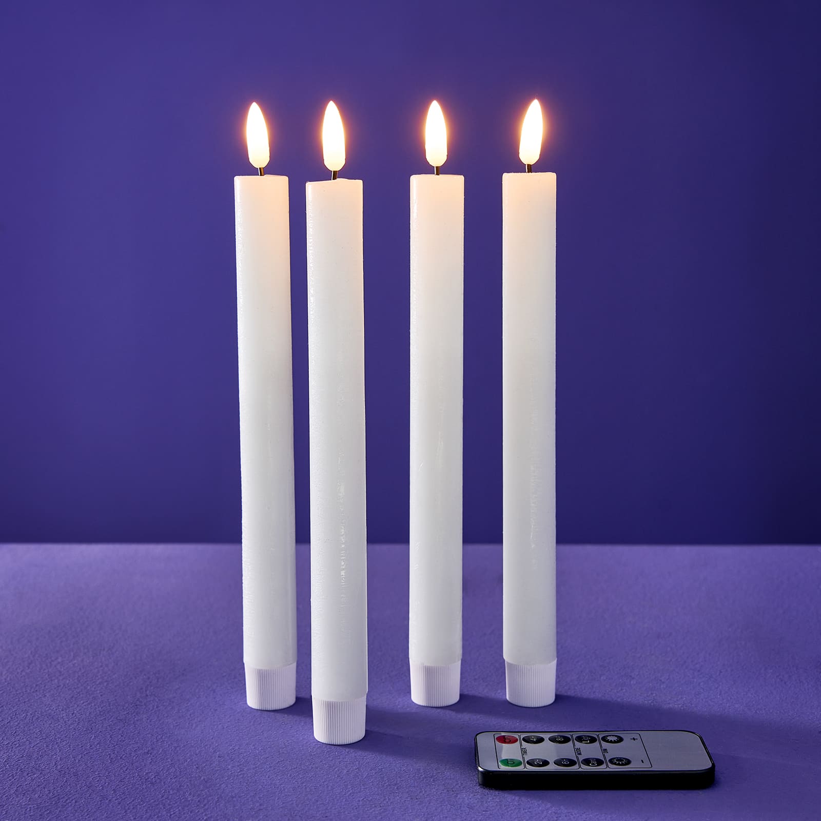 Set de 4 bougies LED en cire véritable - Blanc avec flamme vacillante -  Britesta