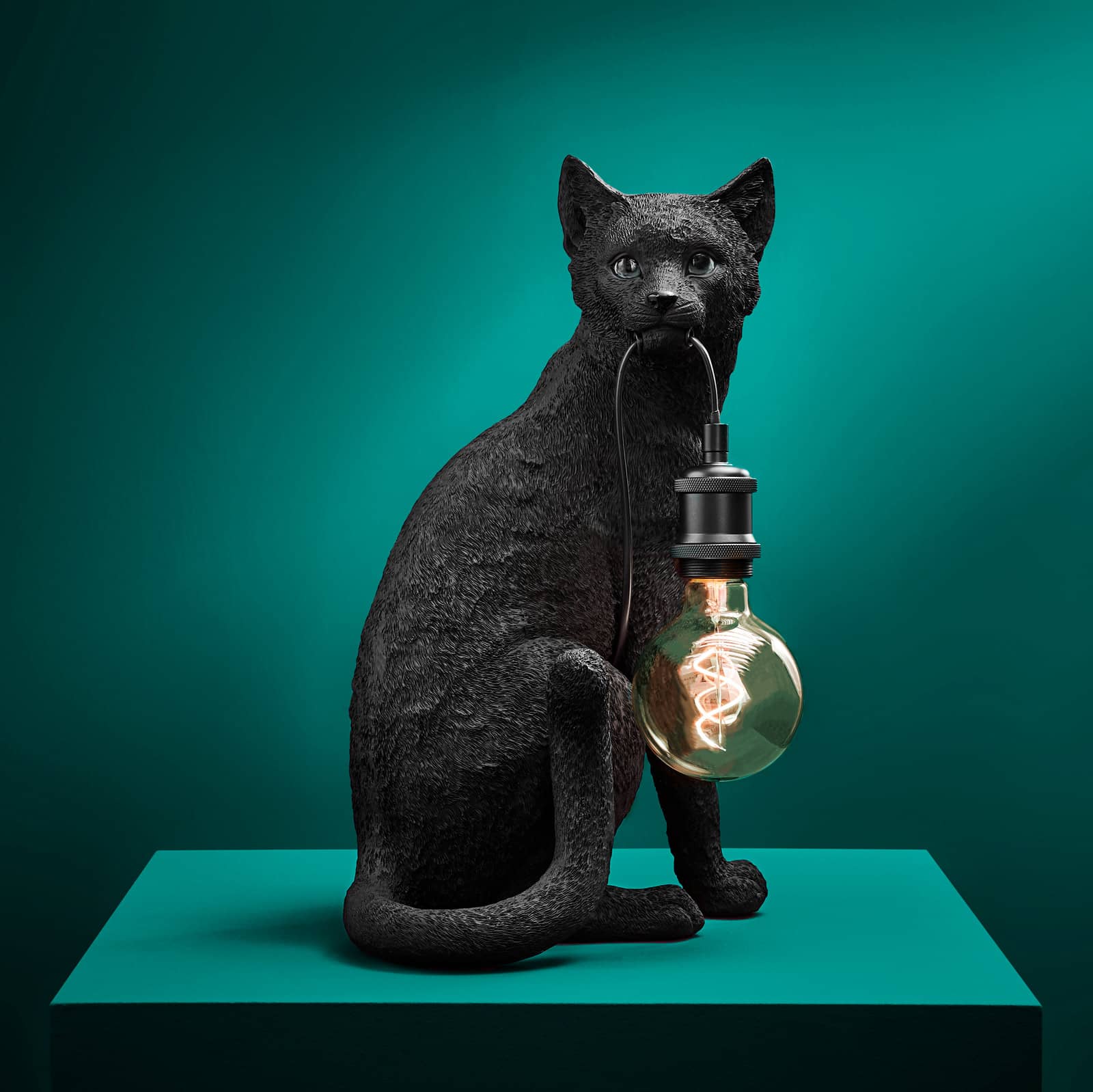 Table lamp cat Chouchou, black