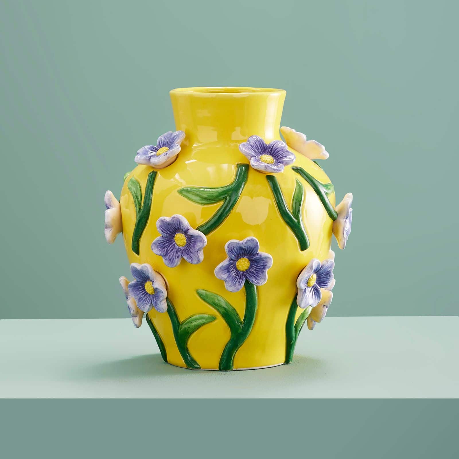 Vase avec fleurs Printemps, jaune