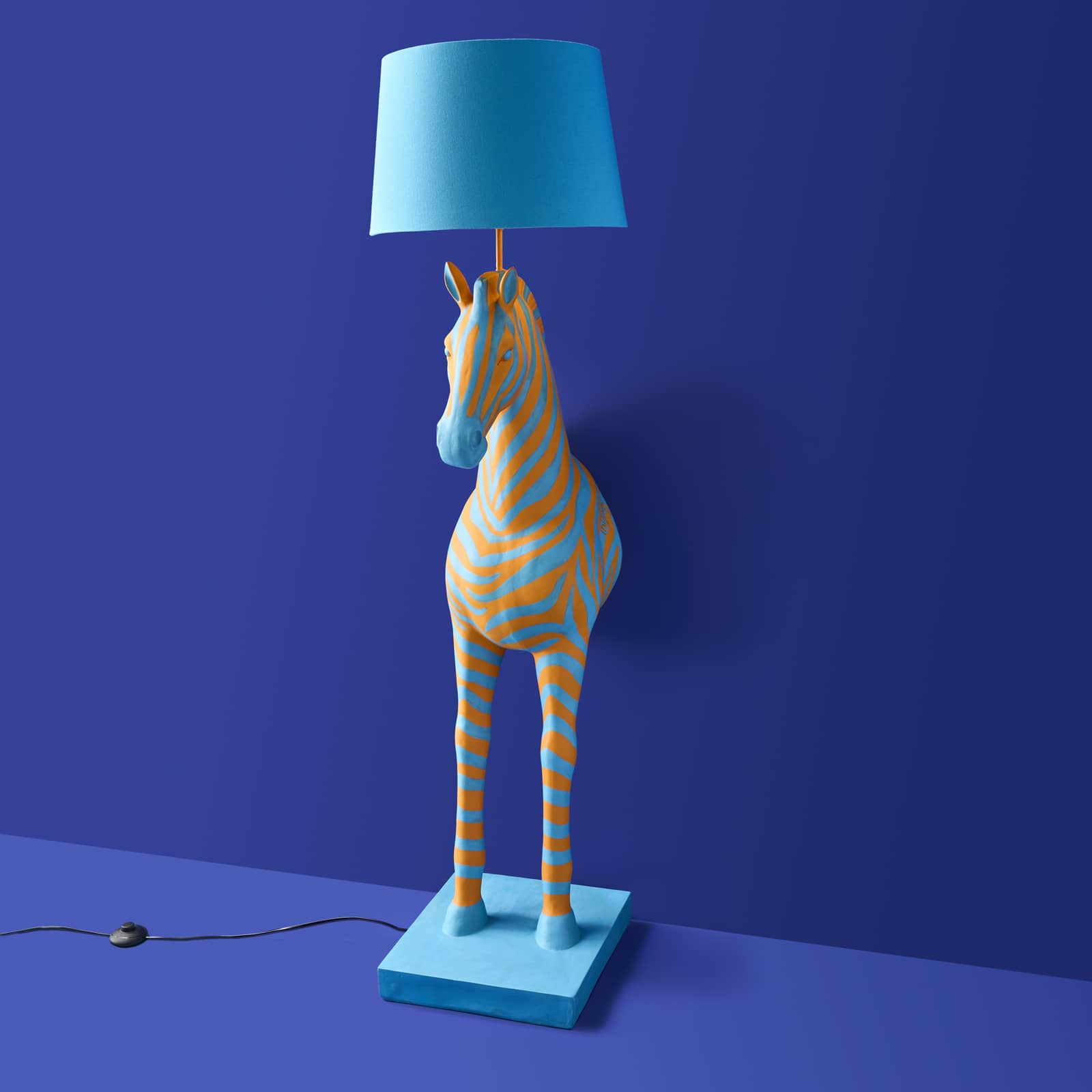 Vloerlamp Zebra Zora, blauw-oranje