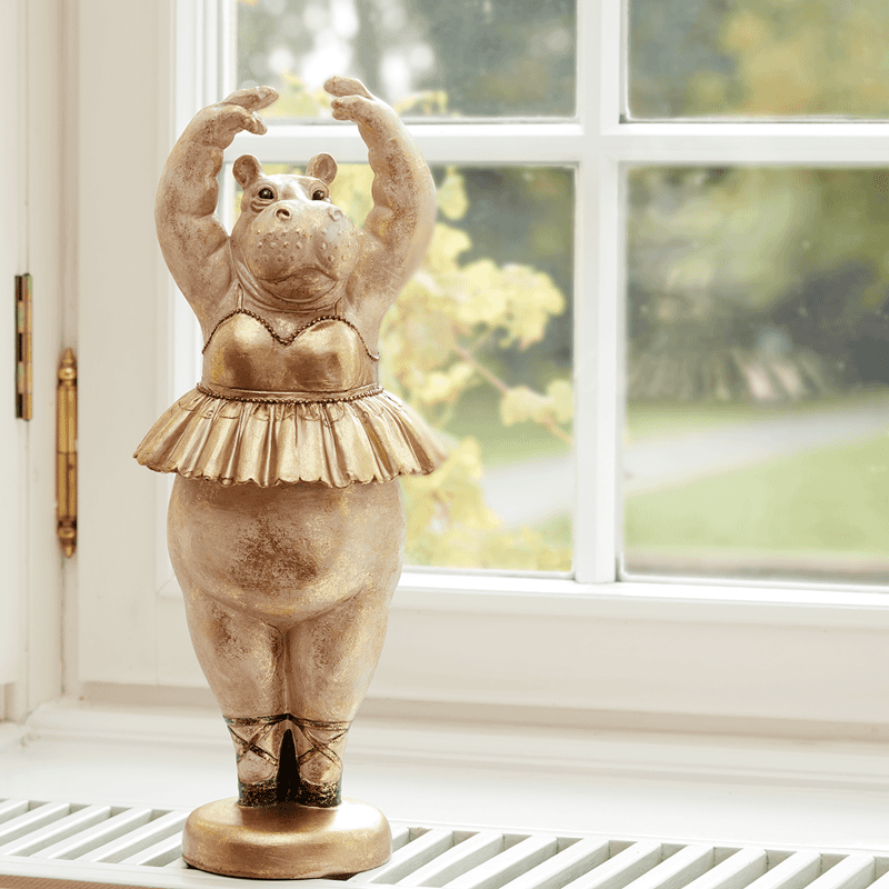 Figurina decorativa Ippopotamo, Hippo Ballerina, oro