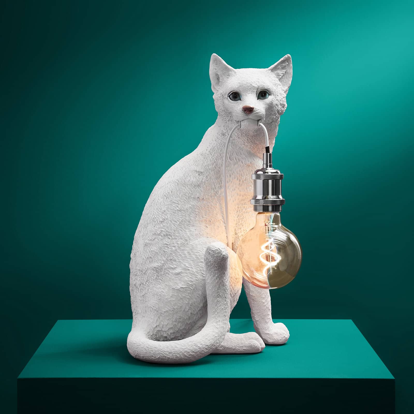 Chouchou katt bordslampa, vit