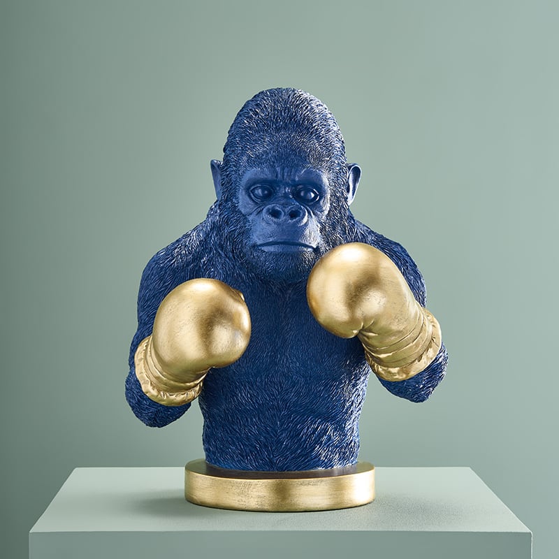 Spardose Gorilla Rocky, blau-gold